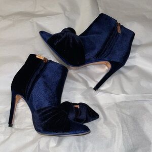 Ted Baker Midnight Blue Velvet Heeled Boots